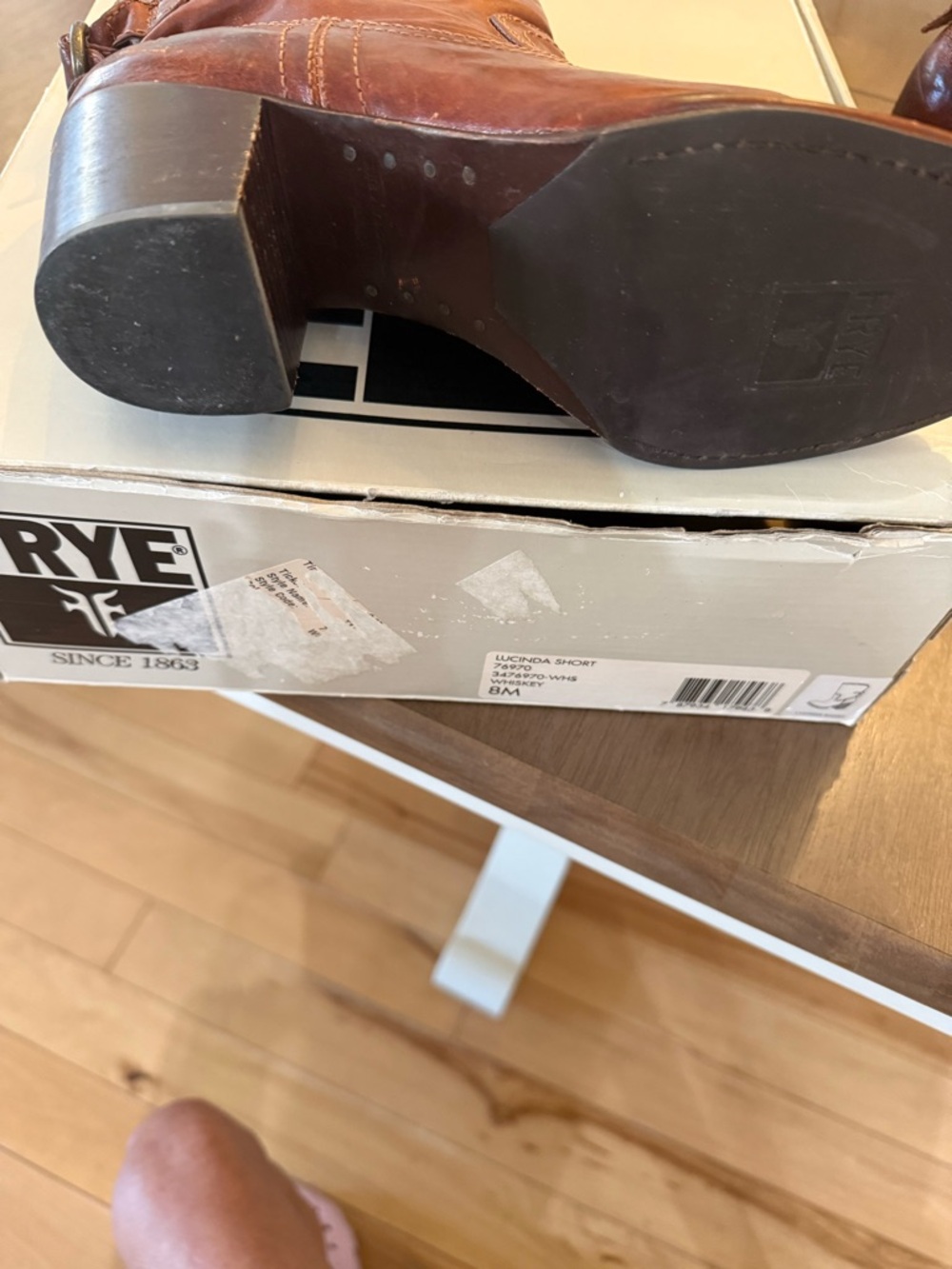 Frye Chestnut Brown Leather Mid-Calf Boots - Picture 4 of 6